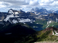 I am a bit jealous of the peaks just over the border in Glacier National Park as they are more jagged than most in Waterton. The small body of water on the left is Summit Lake with Cameron Lake beyond