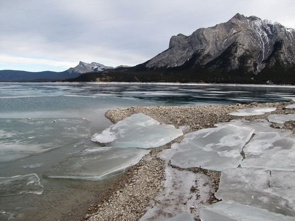Mount Michener towers over Lake Abraham with yet more broken ice!