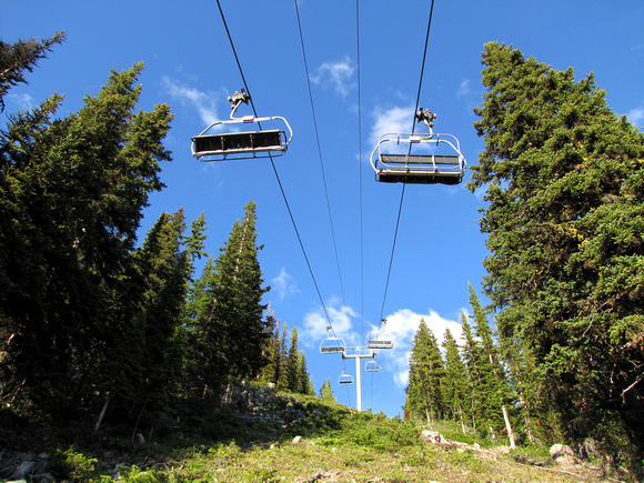 It was definitely weird to be under the chair lift in the late spring with no snow visible.