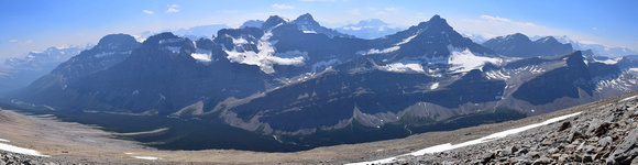 More great views on the way up. Cirrus Mountain is the center with Mount Saskatchewan to its right in the haze.