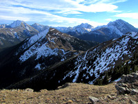 Fisher Peak is on the left in this shot which takes in the entire traverse between peaks.
