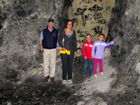 My Dad, Sharon, Amy, and Riley, stand in front of some humerous grafitti in the Bow Valley Fallout Shelter. It was built during the Cold War to act as a vault for national treasures.