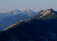 Mount Livingston is in the distance on the left with the unofficially named Coffin Mountain (also referred to as Mount Speke) on its right. Livingston Lookout is visible in the foreground on the right