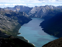 I believe the high mountain on the left is Saddle Peak. Most people never see down this section of Lake Minnewanka.