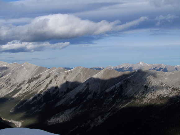 This shows a good portion of the Nihahi Ridge traverse with Moose Mountain beyond it on the right.