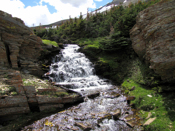 A good portion of the long hike into Waterton included cascading creeks and waterfalls like this one. Water features always enhance the hiking experience.