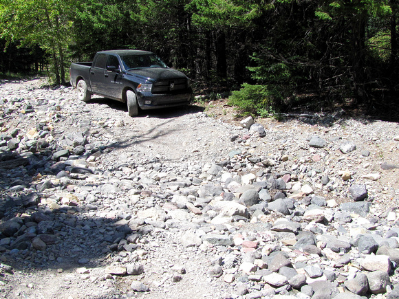 I took my truck down South Castle Road as far as I could go and even removed large rocks from the center to avoid damaging the vehicle's undercarriage, but eventually it got too narrow and rough.