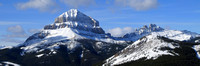 A panorama of Crowsnest Mountain and Seven Sisters from earlier in the day.