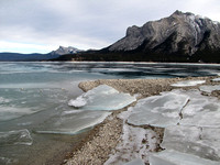 Mount Michener towers over Lake Abraham with yet more broken ice!