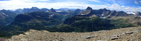 Here is a summit panorama looking west. The number of lakes visible on this trip was astounding.