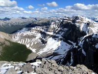 Mount Howard Douglas dominates the view to the southeast. It is hard to see in this photo, but in real life Mount Lougheed, Sparrowhawk, and Old Goat were all quite obvious on the left.