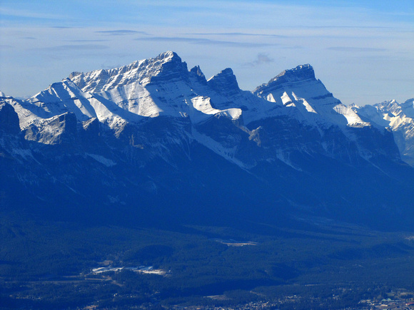 Mount Rundle dwarfs the Town of Canmore.