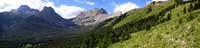 A panorama from earlier in the day when we reached the first clearing.